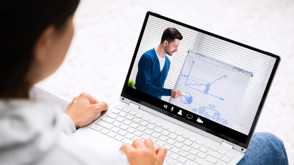 Student attending a webinar session