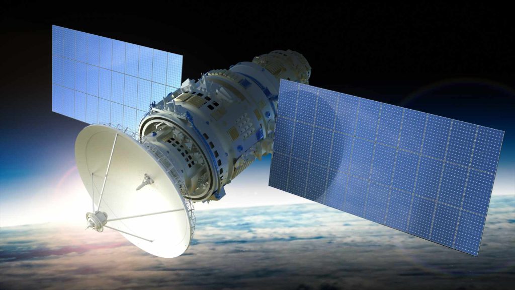 3D rendering satellite in space