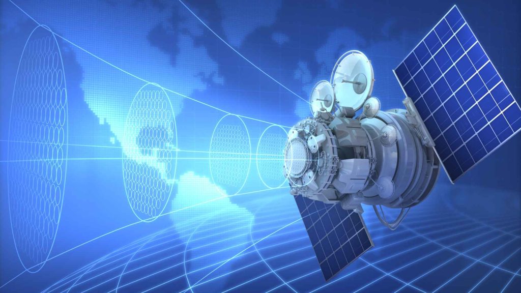 Satellite and world map